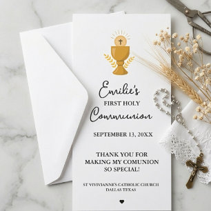 Carte Calligraphie minimaliste Première Sainte Communion