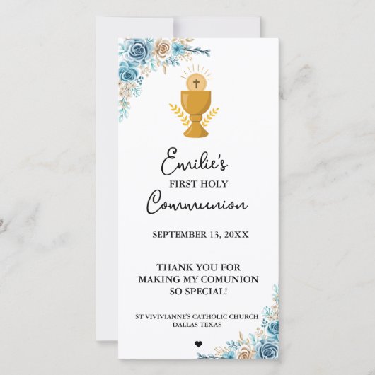 Carte Calligraphie minimaliste Prière de première commun (Devant)