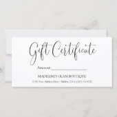 Carte Calligraphie moderne Business QR Certificat cadeau (Devant)