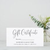 Carte Calligraphie moderne Business QR Certificat cadeau (Debout devant)