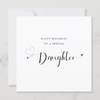 Carte calligraphie moderne coeur Fille Anniversaire