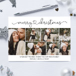 Carte Calligraphie moderne Collage photo Noël<br><div class="desc">Simple,  beau et tendance Joyeux design de carte postale de Noël avec collage photo.</div>