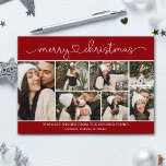 Carte Calligraphie moderne Collage photo Noël rouge<br><div class="desc">Simple,  beau et tendance Joyeux design de carte postale de Noël avec collage photo.</div>