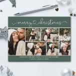 Carte Calligraphie moderne Collage photo Noël vert<br><div class="desc">Simple,  beau et tendance Joyeux design de carte postale de Noël avec collage photo.</div>