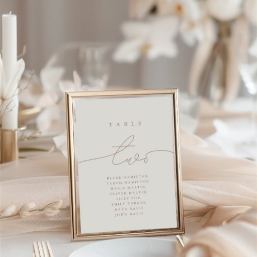 Carte Calligraphie moderne Neutre Tableau Deux Numéro de