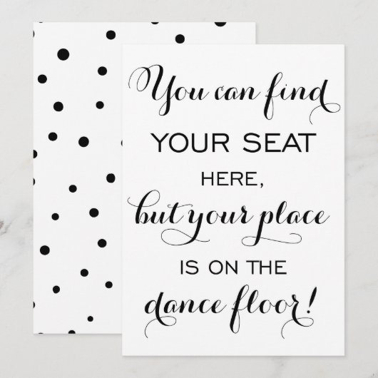 Carte Calligraphie Moderne | Plan de table Panneau de ma (Devant / Derrière)