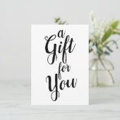 Carte Calligraphie noir blanc certificat cadeau (Debout devant)