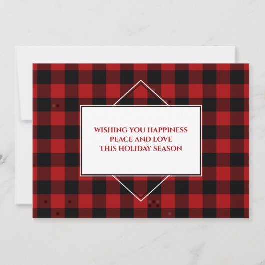 Carte Calligraphie Script Photo Red Plaid Noël (Dos)