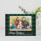 Carte Calligraphie Script Photo Vert Plaid Noël (Debout devant)