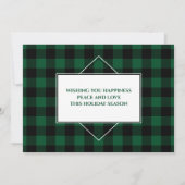 Carte Calligraphie Script Photo Vert Plaid Noël (Dos)