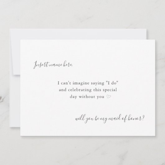 Carte Calligraphie simple moderne Maid of Honor Proposit (Devant)