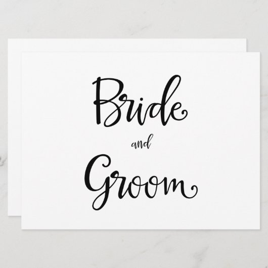 Carte Calligraphie simple | Signet mariage de mariée et  (Devant / Derrière)