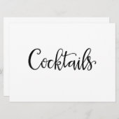Carte Calligraphie simple | Symbole de réception Cocktai (Devant / Derrière)