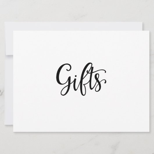 Carte Calligraphie simple | Symbole Mariage "Cadeaux" (Devant)