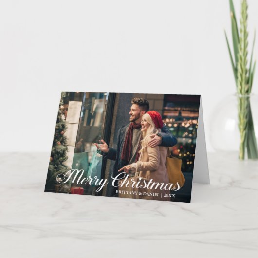 Carte Calligraphie Star Joyeux Noël Couple Photo Plier (Devant)