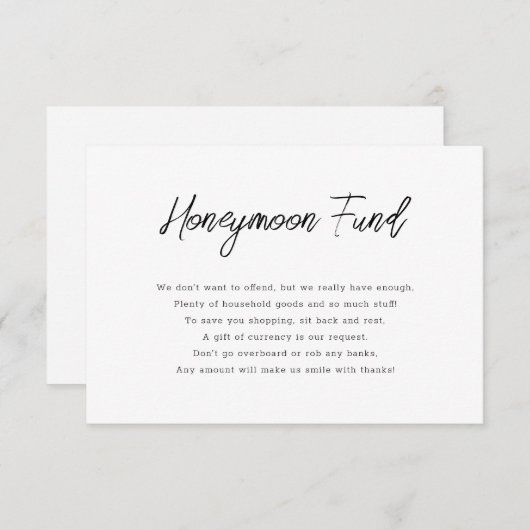 Carte Calligraphy Black and White Honmoon Fund (Devant / Derrière)