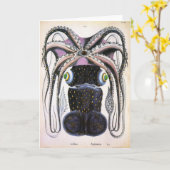 Carte Calmar géant vintage ou poulpe, animal marin (Fleur jaune)