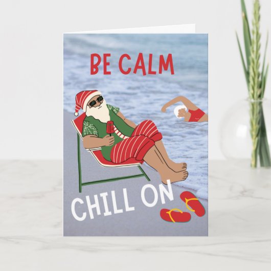 Carte Calme Chill sur Père Noël à la plage (Devant)
