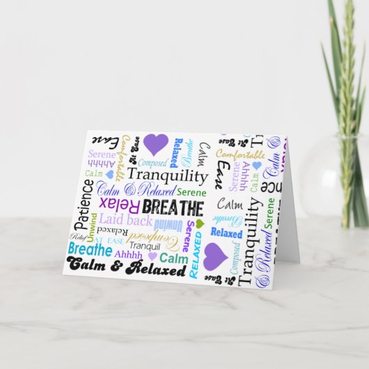 Carte Calme et Relaxation mots positifs typographie (Devant)
