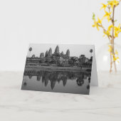 Carte Cambodge | Angkor Vat Travel B&W Photo Custom Card (Fleur jaune)