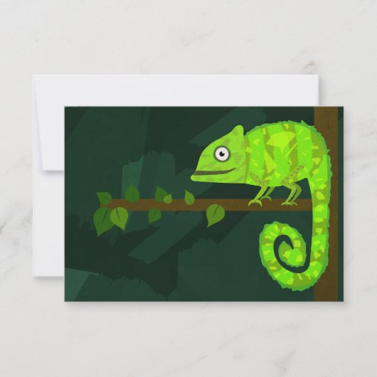 Carte Caméléon vert mignon (Devant)