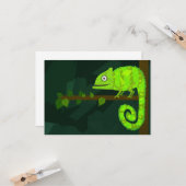 Carte Caméléon vert mignon (Devant/Arrière en situation)