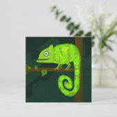Carte Caméléon vert mignon (Debout devant)