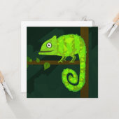 Carte Caméléon vert mignon (Devant/Arrière en situation)