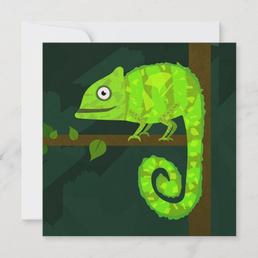 Carte Caméléon vert mignon (Devant)