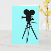 Carte Caméra de cinéma rétro Silhouette (Fleur jaune)