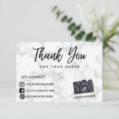 Carte Caméra en marbre Merci Médias sociaux Insertion (Debout devant)