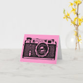 Carte Caméra russe soviétique - Noir sur rose (Fleur jaune)