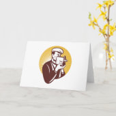Carte Caméraman caméra vidéo vintage (Fleur jaune)