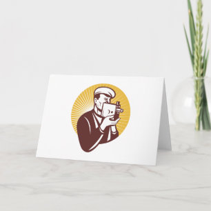 Carte Cameraman vintage video camera shooting