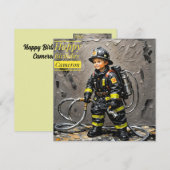 Carte CAMERON ~ Joyeux Anniversaire ~ Fireman ~ (Devant / Derrière)