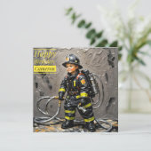 Carte CAMERON ~ Joyeux Anniversaire ~ Fireman ~ (Debout devant)