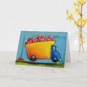 Carte Camion à benne de l'amour unique et joyeuse art fa (Fleur jaune)