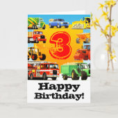 Carte Camion de construction pour enfants Joyeux 3e anni (Fleur jaune)