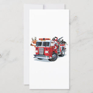 Carte Camion de feu de Noël de dessin animé