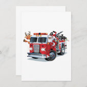Carte Camion de feu de Noël de dessin animé (Devant / Derrière)