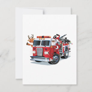 Carte Camion de feu de Noël de dessin animé