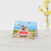 Carte Camion de la Saint-Valentin avec chien schnauzer e (Fleur jaune)