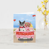 Carte Camion de la Saint-Valentin avec chien Terrier de  (Fleur jaune)