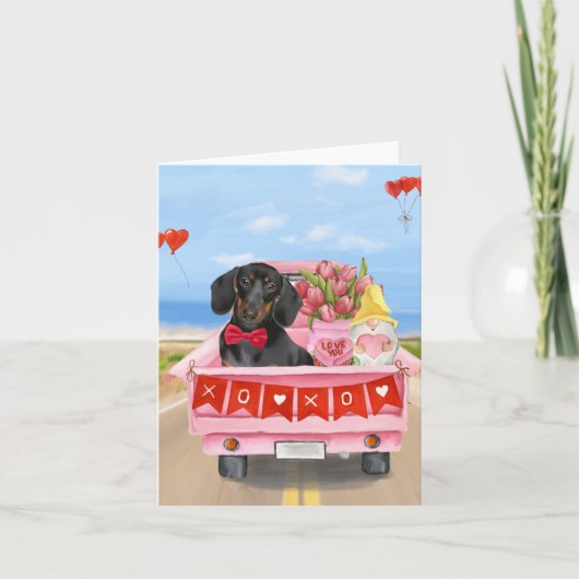 Carte Camion de la Saint-Valentin avec coeurs et chien d (Devant)