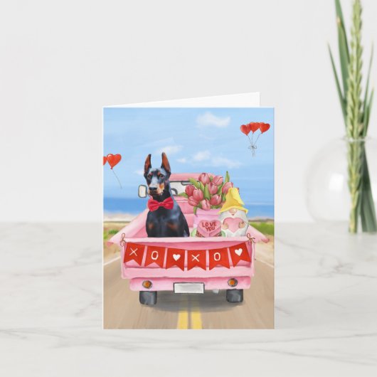 Carte Camion de la Saint-Valentin avec coeurs et chien D (Devant)
