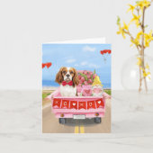 Carte Camion de la Saint-Valentin Cavalier King Chien Cœ (Fleur jaune)