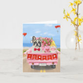 Carte Camion de la Saint-Valentin pour Bouledogue França (Fleur jaune)