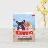 Carte Camion de la Saint-Valentin pour Bouledogue França (Fleur jaune)