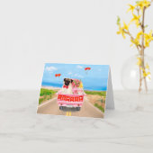 Carte Camion de la Saint-Valentin pour chien Carlin Cœur (Fleur jaune)