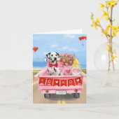 Carte Camion de la Saint-Valentin pour chien dalmate ave (Fleur jaune)